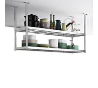 Hamankim Étagère de Rangement de Cuisine, étagère de Plafond Robuste à 2 Niveaux, Support de Rangement Flottant pour la Maison, Le Restaurant ou Le Balcon, Porte-Bouteilles de vin(60x35x80cm)