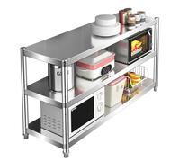 Hamankim Étagère en Acier Inoxydable à 3 Niveaux, Support de Rangement intérieur, étagère de Cuisine, Support pour Four à Micro-Ondes, étagères de Organiseur sur Pied, Hauteur réglable(150x45x80cm)