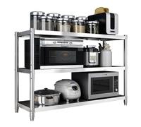 Hamankim Étagère en Acier Inoxydable Organisateur à 3 Niveaux étagère de Rangement pour Table de Travail de Cuisine Four à Micro-Ondes Restaurant Bar étagère de Garage réglable sur Pied(150x40x80cm)
