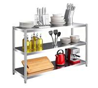Hamankim Étagère en Acier Inoxydable, unité de Rangement réglable sur Pied, étagère Robuste pour Four à Micro-Ondes, idéale pour Les Restaurants et Les entrepôts - 3 Niveaux(150x50x80cm)