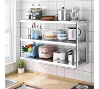 Hamankim Étagère Murale à 3 Niveaux en Acier Inoxydable 304, Support pour Plantes et étagère pour Micro-Ondes, étagère de Rangement autoportante pour Cuisine, sous-Sol ou buanderie(120x35x75cm)