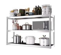 Hamankim Étagère Murale Robuste à 3 Niveaux, unité de Rangement Stable en Acier Inoxydable 304, idéale pour Le Garde-Manger, la Cuisine, Le sous-Sol ou la buanderie, Hauteur réglable(100x35x75cm)