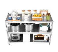 Hamankim Étagère Robuste à 3 Niveaux, Support de Rangement sur Pied, Table de Travail en Acier Inoxydable pour Four à Micro-Ondes idéale pour la Cuisine ou Le sous-Sol Hauteur réglable(100x30x80cm)