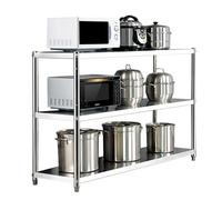 Hamankim Étagère Robuste en Acier Inoxydable à 3 Niveaux réglable pour casseroles et poêles de Cuisine, Support pour Four à Micro-Ondes, Organisateur sur Pied pour Restaurant ou Garage(70x35x80cm)