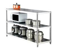 Hamankim Étagères de Rangement intérieures, présentoir en Acier Inoxydable 304 pour Cuisine et Garde-Manger, étagère de Rangement sur Pied pour Restaurant entrepôt terrasse - 3 Niveaux(70x50x80cm)