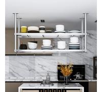 Hamankim Étagères en Acier Inoxydable pour Montage au Plafond, présentoirs flottants à 2 Niveaux pour Bar à Boissons, Support pour Plantes de Balcon, casier à Bouteilles de Restaurant(100x35x80cm)