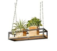 Hamankim Étagères suspendues flottantes Support Mural pour Pots de Fleurs à Structure métallique étagère de Rangement pour Bouteilles de vin avec chaîne Article de décoration intérieure(B,60x25x15cm)