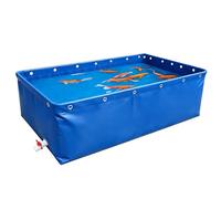 Hamankim Étang à Poissons en Toile d'aquarium, réservoir d'eau temporaire extérieur Durable, Pliable avec Valve de vidange, Stockage d'irrigation résistant aux intempéries aux fuites(5x1x0.8m)