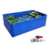 Hamankim Étang à Poissons extérieur en Toile, réservoir de Stockage d'eau d'aquarium Hors Sol avec Valve de vidange, réservoir d'aquaculture Pliable, Piscine d'élevage temporaire de Koi(5x1x0.8m)