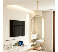 Hamankim Miroir de toilettage Suspendu au Plafond avec Miroir encadré Ovale | Miroir de salle de bains suspendu pour vestiaire salon boutique ou hôtel miroir en verre trempé personnalisable(50cmx80cm)