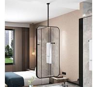 Hamankim Miroir Rectangulaire Nordique Monté Au Plafond Noir Tige De Suspension Miroir pour Salle De Bains Toilette Maquillage Miroir De Rasage Salon Chambre Vestiaire Entrée Miroir Décoratif