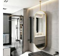 Hamankim Miroirs Suspendus ovales Modernes pour Le Rasage des Toilettes | Miroir de courtoisie monté au plafond avec tige robuste élégants pour entrée vestiaire magasin de vêtements(40cmx70cm)