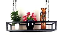 Hamankim Support Suspendu pour Plantes et Bouteilles de vin, étagères de Rangement, 60/80/100/120/140cm, Base en Grille Robuste, Support Flottant pour Bar, Cuisine ou Salon.(120x25x15cm)