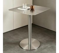 Hamankim Table de bistrot carrée en Acier Inoxydable, Table d'appoint ou de Salle à Manger avec piètement Robuste pour Le Salon ou Le Balcon, Table Basse de détente pour 2 à 4 Personnes(80x80x75cm)