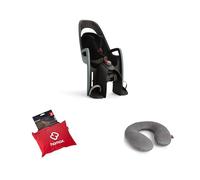 Hamax - Pack Unique Porte Bébé Vélo Caress Fixation sur Porte-Bagage - Vert/Noir + Oreiller Cervical + Poncho Pluie Enfant - Siège Inclinable 20°, Sécurité 3 Points, Protection Imperméable