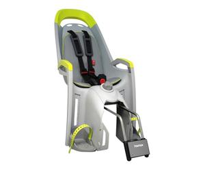 Hamax - Porte-bébé Amaze Gris-Lime - Fixation Cadre Vélo - Inclinaison 12,5° - Harnais Sécurité 3 Points - Repose-Pieds Réglables - Réflecteur Rouge - Enfant 9 Mois à 22 kg - Poids 3,6 kg