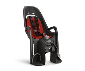 Hamax - Porte-bébé Zenith Relax - Gris-Rouge - Fixation Porte-Bagage - Siège Inclinable 12,5° - Suspension Mono Amortisseur - Harnais 3 Points - Repose-Pieds Réglables - Compatible Vélos Électriques