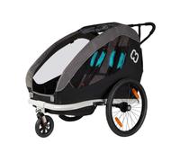 Hamax - Remorque Traveller 2 Places Noir/Gris - Remorque Vélo et Poussette - Sécurité Optimale - Harnais 5 Points - Réflecteurs Multiples - Légère et Pliable - pour Enfants Jusqu'à 22 kg