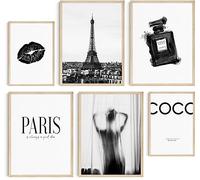 Hambient Tableau Decoration Murale Salon - SANS Cadre - Decoration Chambre - Tableaux, Posters et Arts Décoratifs - Deco Maison, Cuisine, Bureau (Paris Coco Parfum, 4 x 30x40, 2 x 21x30 cm)