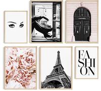 Hambient Tableau Decoration Murale Salon - SANS Cadre - Decoration Chambre - Tableaux, Posters et Arts Décoratifs - Deco Maison, Cuisine, Bureau (Mode Pivoines Paris Coco, 4 x 30x40, 2 x 21x30 cm)