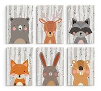 Hambient Tableau Enfant Mural Deco - Poster Decoration Chambre - Deco Fille, Garcon, Bebe - Tableaux Décoratifs Muraux - 6 Affiche (30 x 40 cm Sans Cadre, Animaux Sauvages Forêt)