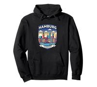 Hambourg Allemagne Voyage Souvenir Port City Skyline Graphic Sweat à Capuche