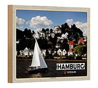 Hambourg - Quartier d'escalier - Allemagne - Plaque en bois - 18 cm x 12 cm