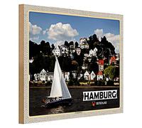Hambourg - Quartier d'escalier - Allemagne - Plaque en bois - 40 cm x 30 cm