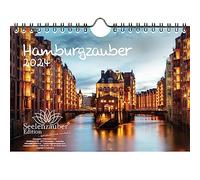 Hambourgzauber Calendrier mural DIN A5 pour 2024 Hambourg Allemagne Voyage Vacances - Seelenzauber