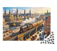 Hamburg 1000 Pièces Puzzles Recyclé Steam Train Puzzle pour Personnes âgées Accessoires de Jeu de Puzzle pour Family and Friends Birthdays Great Gift 70x50cm/1000 pièces