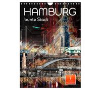 Hamburg bunte Stadt (Wandkalender 2026 DIN A4 hoch), CALVENDO Monatskalender: Hamburg, bezaubernde Stadt an der Elbe in bunten Farben.