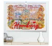 Hamburg - malerische Metropole (hochwertiger Premium Wandkalender 2026 DIN A2 quer), Kunstdruck in Hochglanz: Hamburg, bezaubernde Stadt an der Elbe.