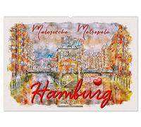 Hamburg - malerische Metropole (Wandkalender 2026 DIN A2 quer), CALVENDO Monatskalender: Hamburg, bezaubernde Stadt an der Elbe.