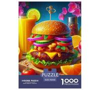 Hamburger 1000 Pièces Thème Alimentaire Puzzle Adulte Un Puzzle Difficile Jeu Éduchatif Défi Jouets Enfants Jeu De Puzzle pour Toute La Famille Décoration De La Maison 70x50cm/1000pcs