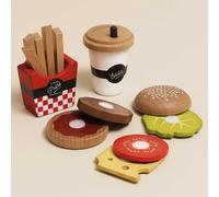 Le Toy Van Set de jeu Hamburger gastronomique en bois FSC 13 pièces avec frites et soda 3+ ans Rouge