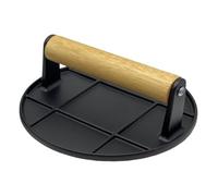 Hamburger Press 6.3 inch, Round Griddle Bacon Press with Anti-Scalding Non-Slip Handle, Cast Iron Flat Tool for Patties Steak Sandwiches BBQ Grill Kitchen Cooking 16x16x6cm