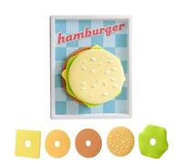 Hamburger Silicone Coaster Set Heat Resistant - Sky Blue Light Yellow 20.7x16.4x3cm 330g - Magnetic Frame Storage Placemat for Home Camping Office Travel