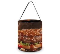 Hamburger Steak Fast Food Impression Panier à bonbons Halloween Trick or Treat Bags Gift Bucket for Halloween Party or Daily Supplies Style, taille unique