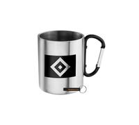 Hamburger SV HSV - Tasse « Mousqueton » - Article officiel pour les fans - Tasse argentée avec losange et inscription « Nur der HSV » - 100 % métal - 0,3 l - Avec poignée mousqueton - Passe au