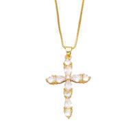 Hameadner Collier Pendentif Argent Bijoux Hommes Femmes Necklace Colliers Croix pour Femme Blanc