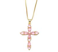 Hameadner Collier Pendentif Argent Bijoux Hommes Femmes Necklace Colliers Croix pour Femme Rose