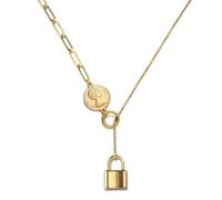 Hameadner Collier Pendentif Argent Bijoux Hommes Femmes Necklace Colliers pour Femmes avec Pendentif Cadenas Couleur Or