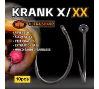 Hameçon de pêche à la carpe, 10 pièces, crochet Krank EXTRA Extra large, en acier allié inversé, Mirco bardé/sans ardillon, revêtement PTFE, taille 1 2 4 6 Barbless - Size 6