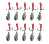 Hameçon De Pêche Triple À 3 Griffes, Acier À Haute Teneur En Carbone Renforcé, Vibration Rotative À Paillettes, Barbe, Matériel Pour L'eau De Mer Douce, 10 Pièces/Lot