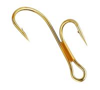 hameçon, Hameçons de pêche barbelés dorés, 20 pièces, doubles, Ryder, brochet, appât mort, saumon, truite, perche, sandre annelé for bord rivière(8)