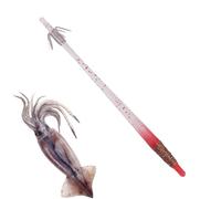 Hameçon Kalmar lumineux UV - Crevettes en bois d'imitation avec répartition précise du centre de gravité, 14 cm de long, double row crochet en acier inoxydable pour la pêche en eau de mer