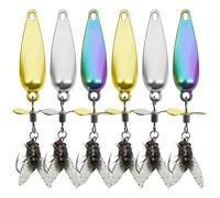 Hameçon Souple en Forme de Mouche réaliste, leurre de pêche à hélice en métal for Attraper des Poissons, Effet d'attraction intégré, Grande flexibilité, Cadeau for Les Amateurs de pêche(6PCS,S(3g))