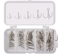 Hameçon Triple 50 Pièces Hameçons de Pêche Ensemble Hameçons Pêche avec Boîte À Pêche Hameçons Triples Hameçons Barbelés Tranchant Crochets de Pêche pour Pêche Eau Douce Mer