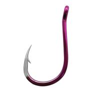 Hameçons à bouche tordue avec trou et émerillon, 50 hameçons de pêche en mer barbelée, angle de 15 °, revêtement violet pour le plaisir du rock (10#)