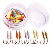 Hameçons à tête plombée incurvée brossée, poids léger de 1 g avec crochet barbelé pour bar, truite, crappie, eau douce, kit de 5 couleurs (10 couleurs par boîte)
